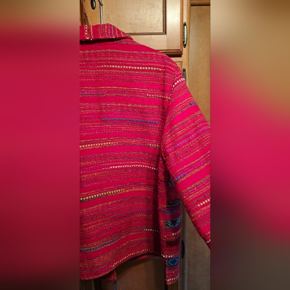 Ladies Coldwater Creek Red With Multi Colors Blazar LRG Raised Lines/Velvet etc. - Picture 7 of 12